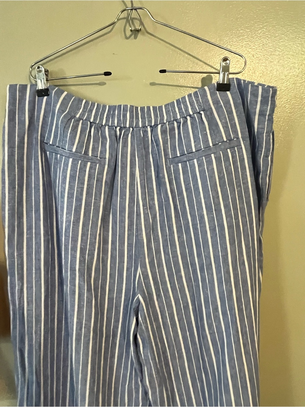 Free Assembly Striped Blue Linen-Blend Womens Coastal Pants Wide Leg 20 NWT - Picture 8 of 13